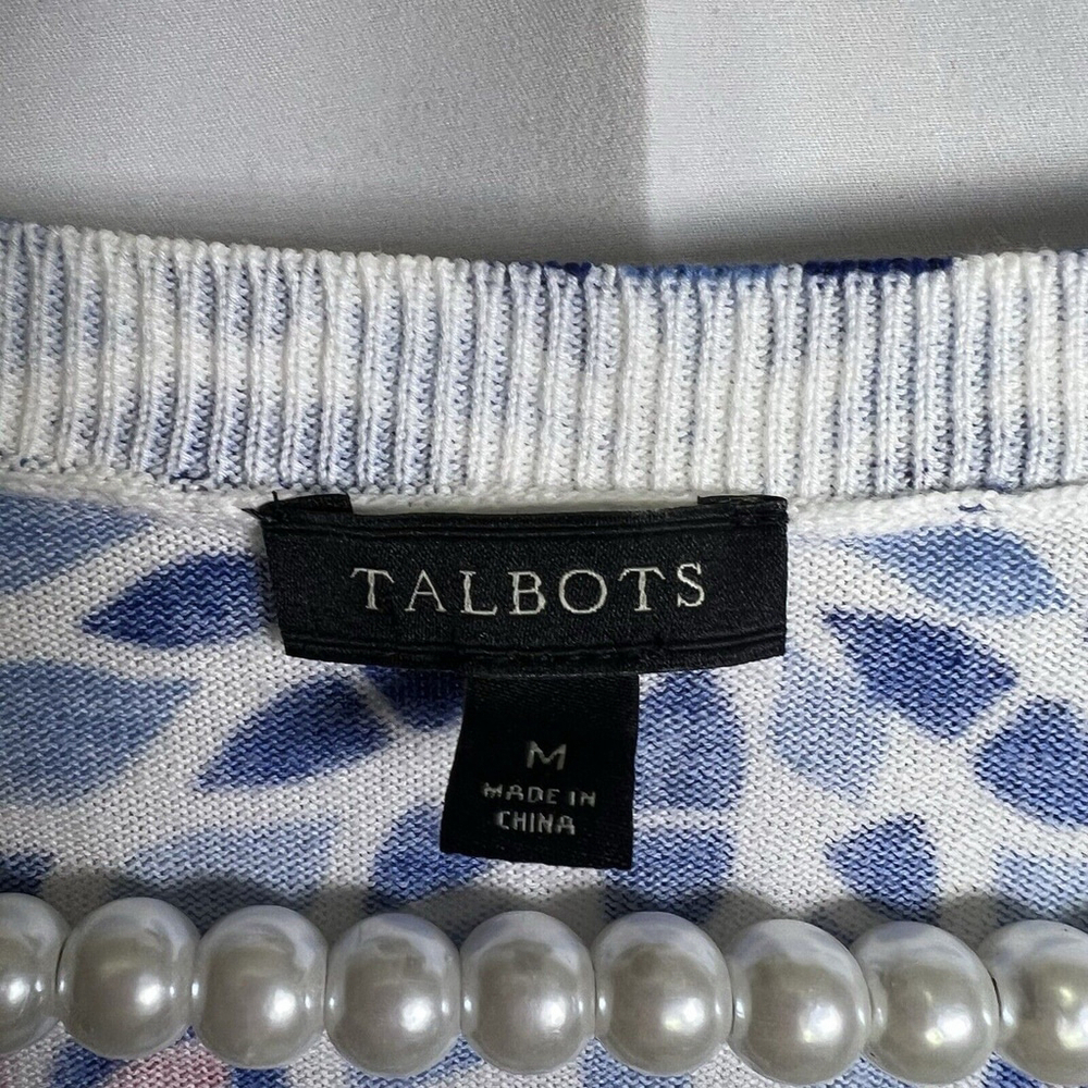 Talbots Womens Cardigan M Multicolor Button Sweater 3/4 Sleeve Artsy Office - Picture 9 of 10